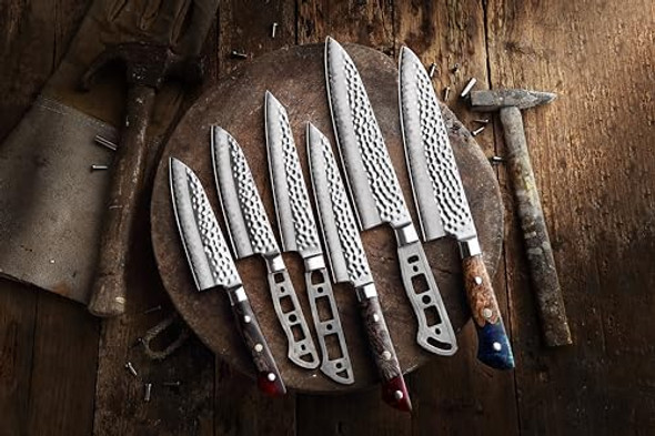 Katsura Woodworking Project Kit – Japanese Premium Aus 10 Hammered 3-Layer Forged Steel – Classic Style Handle – No Logo (8-In With 50Mm Wide Blade Gyuto Chef Knife Blank)