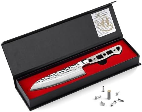 Katsura Woodworking Project Kit – Japanese Premium Aus 10 Hammered 3-Layer Forged Steel – Classic Style Handle – No Logo (8-In With 50Mm Wide Blade Gyuto Chef Knife Blank)