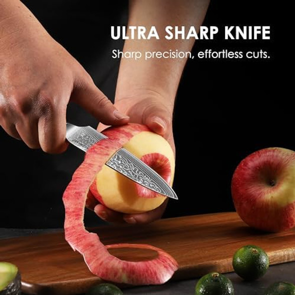 Keemake Damascus Kitchen Knife 8" Chef Knife And 5" Kitchen Utility Knife Japanese Kitchen Knife With G10 Handle