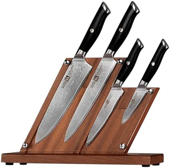 5 Piece Damascus Knife Block Set 67-Layer High Carbon Damascus Steel Ultra-Sharp Kitchen Knife Set With Magnetic Wooden Block 5 Piece Damascus Knife Block Set 67-Layer High Carbon Damascus Steel Ultra-Sharp Kitchen Knife Set With Magnetic Wooden Block