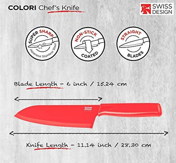 Kuhn Rikon Colori Chef’S Knife With Safety Sheath 6 Inch/15.24 Cm Blade Black