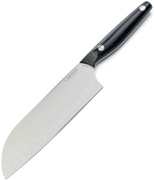 Lamson 7" Vintage Santoku Knife With Kullenschliff (Hollow) Edge With Walnut Handle