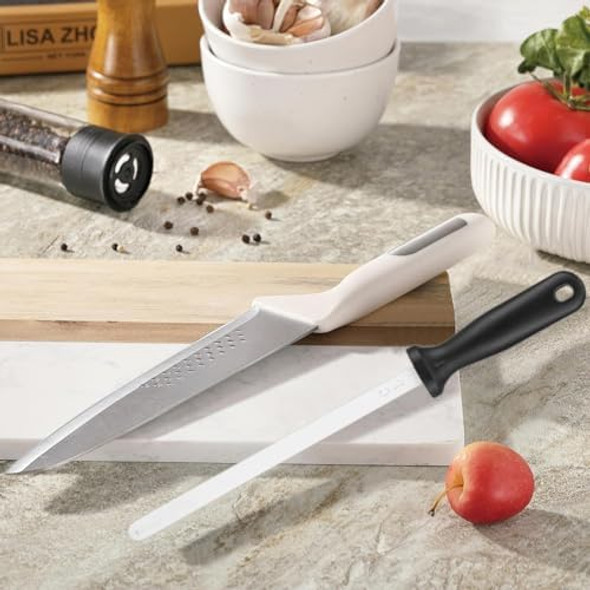 Diamond Coated Ceramic Sharpening Rod Anti Break Carbon Steel Honing Tool With Angle Guides For Chef And Hunting Knives Ceramic Sharpening Knife Sharpener Honing Professional Fine Steel Rod