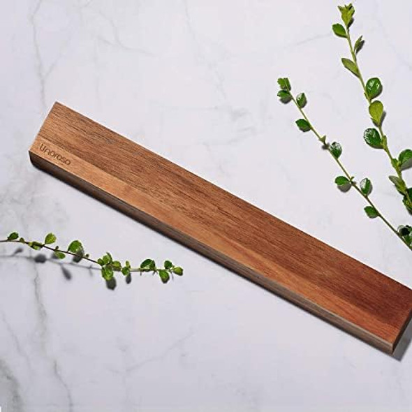 Linoroso 3-Pieces Kitchen Tools Set-16.5'' Magnetic Knife Holder For Wall With Paring Knife 3.5 Inch Chef Knife 8 Inch Sharp Knife Powerful Acacia Wood Magnetic Knife Strip For Kitchen Knives & Tools