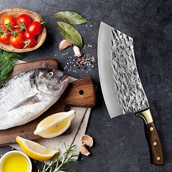 Serbian Chef Knife Meat Cleaver Sharp Slicing Knife Forged Butcher Knife With Full Tang Handle Kitchen Knife For Kitchen Camping Bbq