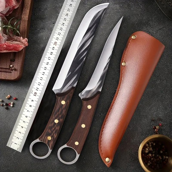 3Pcs Butcher Knife Set Boning Knife Chef Knife Sharp Blade Slicer Stainless Steel Kitchen Knives Cleaver Knife Cooking Knife Cutter Meat Slicing Knife Slaughter Knife Utility Knife Beef