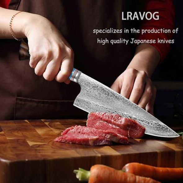 Japanese Chef Knife 8 Inch Handcrafted Damascus Meat Knifekitchen Sharp Sushi Cutting Knife Santoku Knife Vg-10 Steel Core.