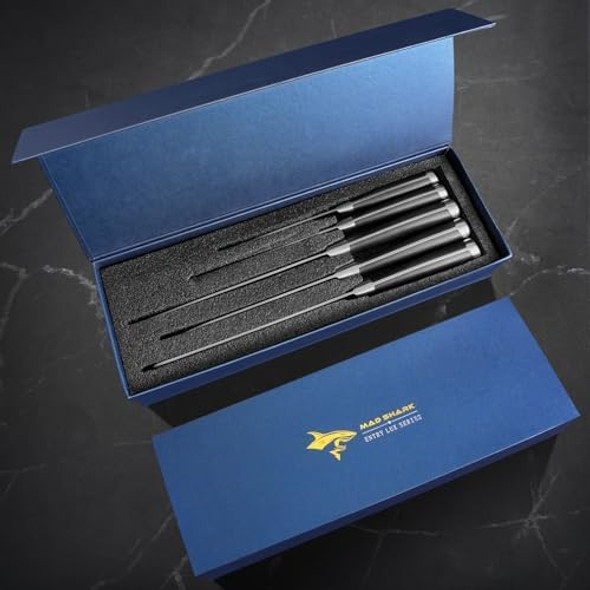Mad Shark Knife Set Professional 5 Piece Kitchen Chef Knife Set German High Carbon Stainless Steel Ultra Sharp Knives Sets Ergonomic Handle Home Cooking Perfect Cutlery Set