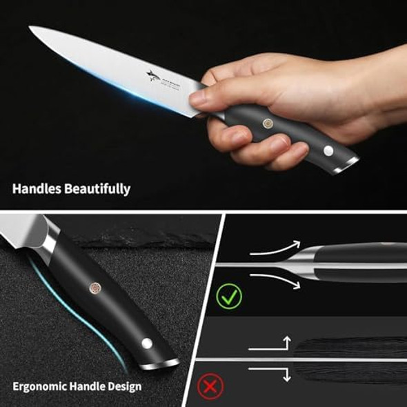 Mad Shark 3.5 Inch Paring Knife Small Kitchen Knives Ergonomic Handle Ultra Sharp Fruit Knife For Fruitsvegetables Forged Synergy By German Stainless Steel