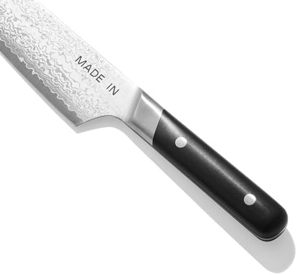 Made In Cookware - 8" Japanese Damascus Steel Gyuto (Chef Knife) - 66 Layers Of Damascus Steel With A Vg-10 Core - Crafted In Japan - Full Tang With Black Pom Handle