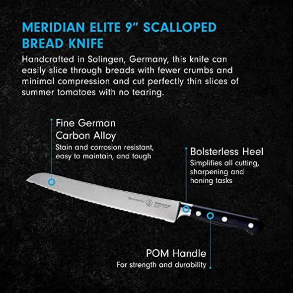 Messermeister Meridian Elite Scalloped Bread Knife 9-Inch