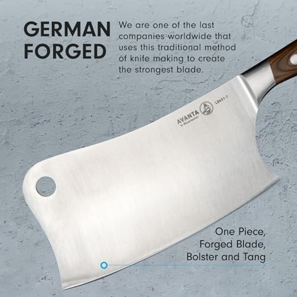 Messermeister Avanta Forged 7” Heavy Meat Cleaver - German X50 Stainless Steel - Rust Resistant & Easy To Maintain