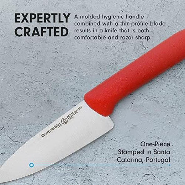 Messermeister Petite Messer 5” Chef’S Knife Red - German 1.4116 Stainless Steel & Ergonomic Handle - Lightweight Rust Resistant & Easy To Maintain