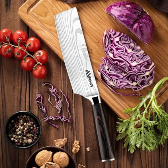 Chef Knife 7" Professional Kitchen Knife High Carbon Stainless Steel Blade Ultra-Sharp Multipurpose Cutting Tool Ergonomic Non-Slip Handle Perfect For Meat Vegetables And Fish