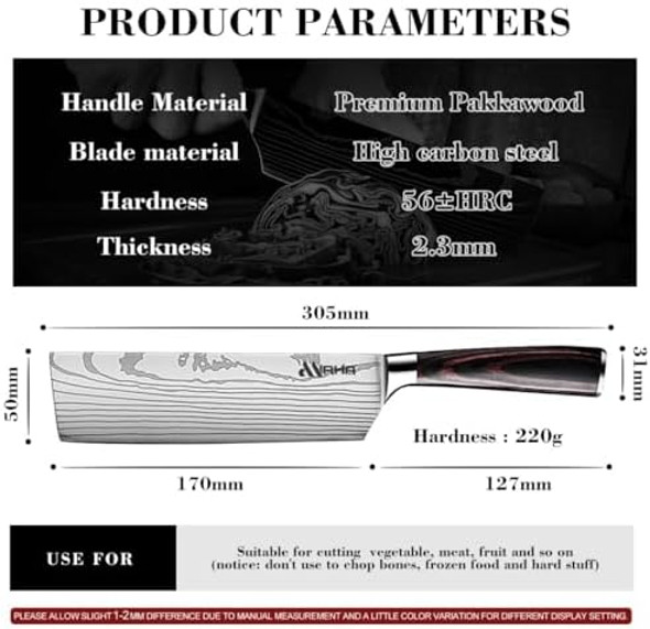 Chef Knife 7" Professional Kitchen Knife High Carbon Stainless Steel Blade Ultra-Sharp Multipurpose Cutting Tool Ergonomic Non-Slip Handle Perfect For Meat Vegetables And Fish
