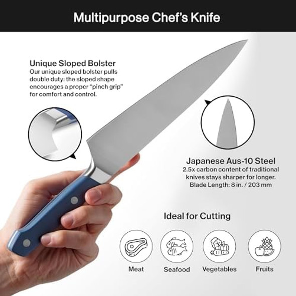 Misen 2-Piece Knife Set - 8In Chef - 3.5In Paring - High Carbon Stainless Steel - Green
