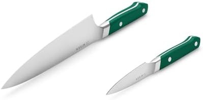 Misen 2-Piece Knife Set - 8In Chef - 3.5In Paring - High Carbon Stainless Steel - Green