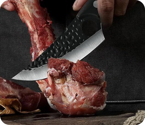 Sharpcut Butcher Boning Hand Forged Carbon Steel Serbian Chef Knife Handmade Viking Kitchen Camping Slaughter Knife 6 Inch