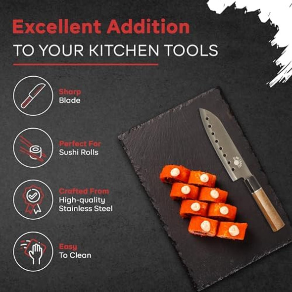 Mr Tazoi Stainless Steel Sushi Chef Knife - 11.75 Size - Ideal For Chefs Entertainers And Food Enthusiasts - Perfect For Crafting Sushi Or As A Unique