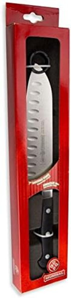 Mundial 5100 Series 7-Inch Granton Edge Santoku Knife With Black Handle Ideal Knife For Meat And Vegetables Precise Cuts For Julienning Thin Slices