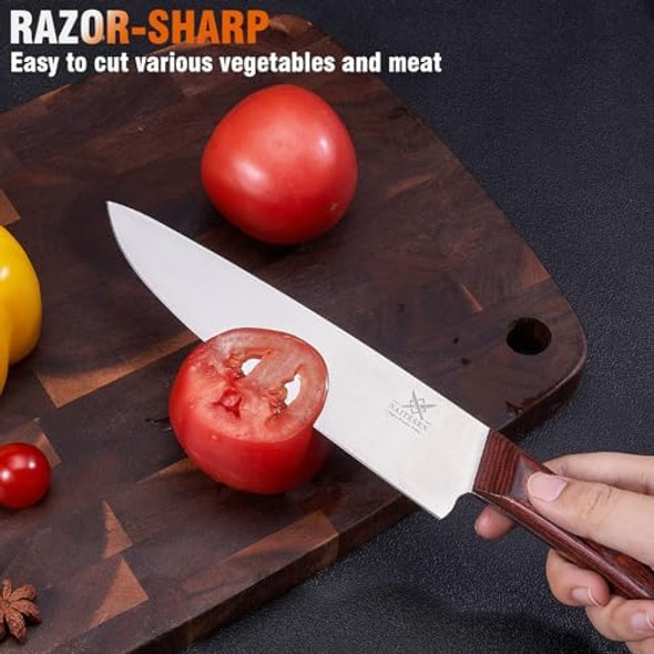 5Pcs Professional Kitchen Chef Knife Set With Blade Guards Wood Handle High Carbon Steel Sharp For Meat Cutting Home Cooking s For Men Women
