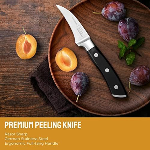 Oaksware Bird Beak Paring Knife 2.75 Inch Peeling Knives German Stainless Steel Small Curved Fruit Knifes Razor Sharp Kitchen Pairing Knives With Ergonomic And Full Tang Handle