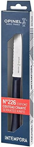 Opinel Intempora 4 Inch Serrated Paring Knife Serrated High Carbon Steel Blade Easy To Handle Full Tang Construction Ideal For Cutting Tough Skins Made In Portugal