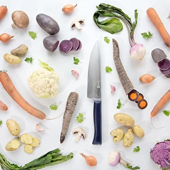 Opinel Intempora 8 Inch Chef Knife – Full Tang Construction Classic Size For Chopping Slicing Prep Work Made In Portugal Silver 002218
