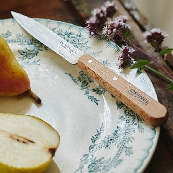 Opinel No. 112 Paring Knives 2 Piece Set Sandvik 12C27 Steel Everyday Use Prep Knives For Chopping Peeling Slicing Trimming Stabilized Sustainably Harvested Beechwood Handles Made In France