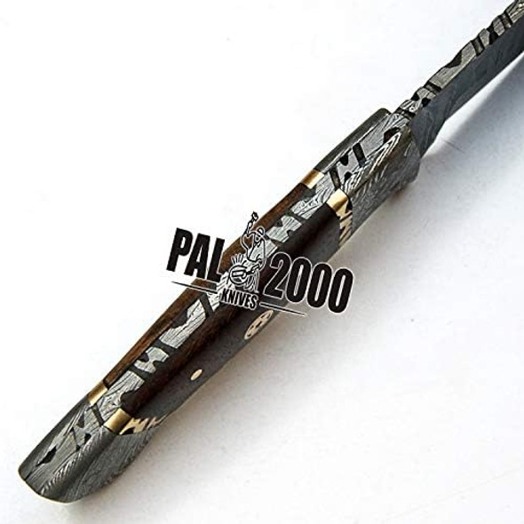9568-Sjpm - Handmade Damascus Steel Knife - Solid Rose Wood Handle