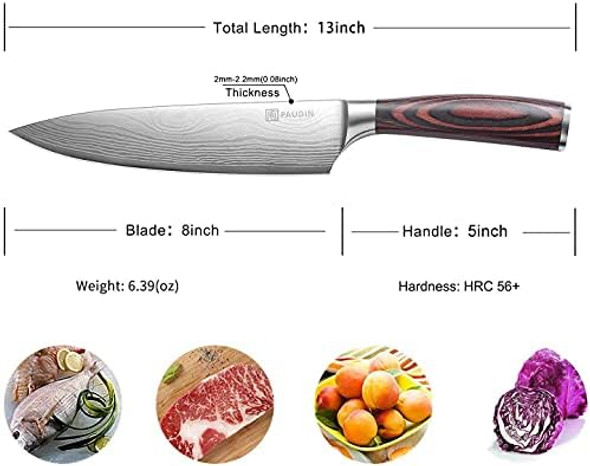 Paudin Chef Knife Kitchen Utility Knife And Paring Knife