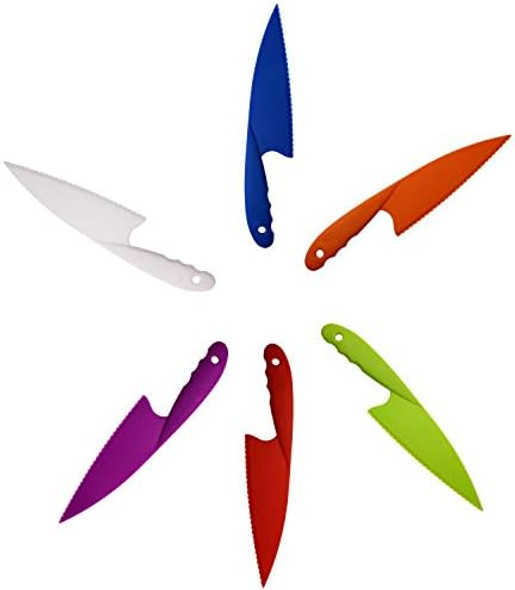 Penta Angel 6 Colors Plastic Kitchen Knife Set Nylon Knife Children Safety Cooking Chef Knives For Fruit Lettuce Vegetable Salad Bread (6 Colors)