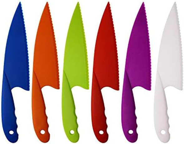 Penta Angel 6 Colors Plastic Kitchen Knife Set Nylon Knife Children Safety Cooking Chef Knives For Fruit Lettuce Vegetable Salad Bread (6 Colors)
