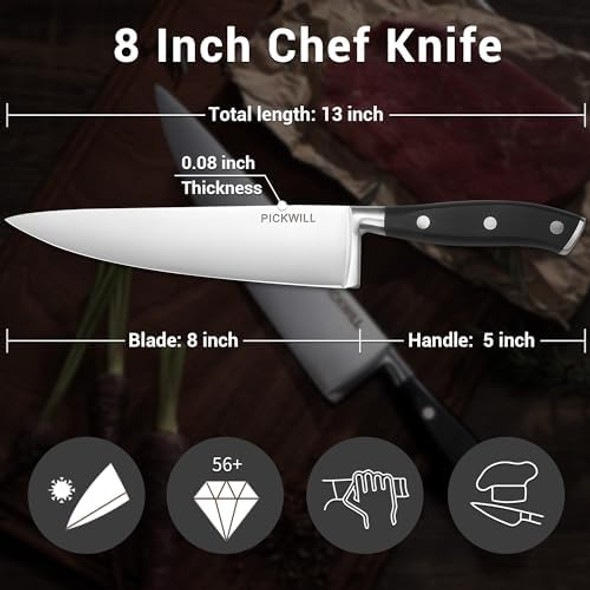 8 Inch Chef Knife And 5 Inch Kitchen Utility Knife With Sheath High Carbon Stainless Steel Ultra Sharp Chefs Knife Ergonomic Abs Handle & Box For Family And Restaurant