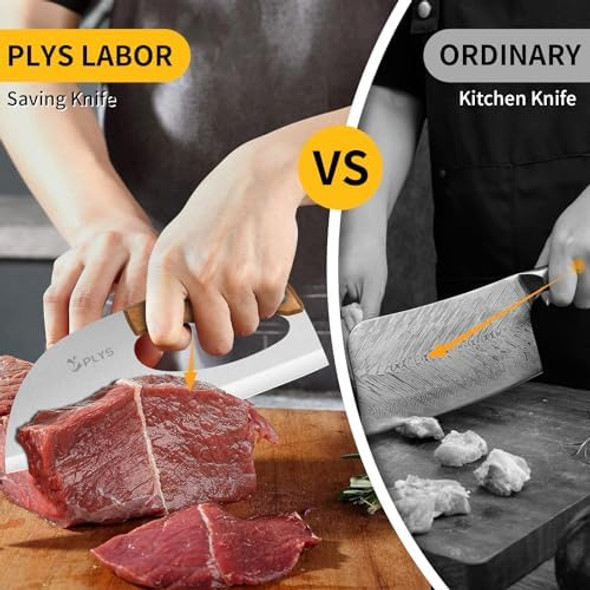 Plys Kitchen Meat Cleaver Knife Unique Effort Saving Knife Professional Stainless Steel Chef Cooking Knives For Cutting Meat Vegetable Father Mother