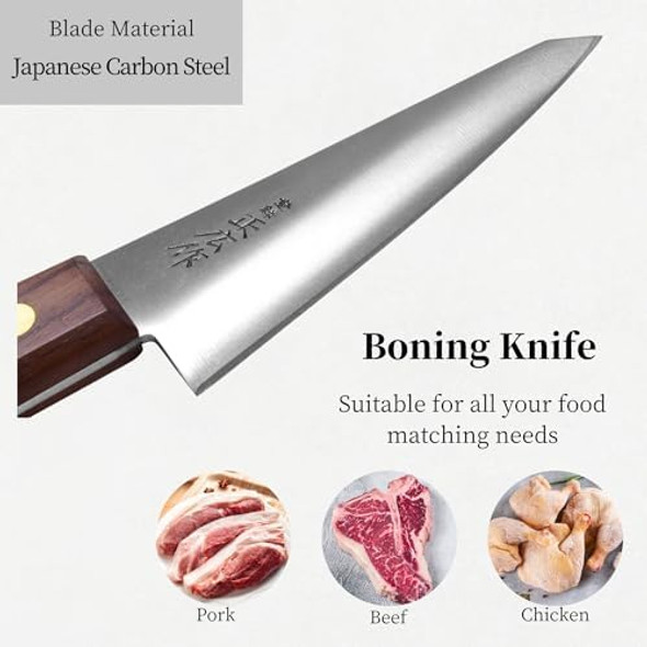 Seki Japan Masahiro Japanese Professional Boning Knife Honesuki Knifetraiangle Type 150 Mm (5.9 Inch) Japanese Carbon Steel Kitchen Cutlery Chef Knives With Rose Wood Handle