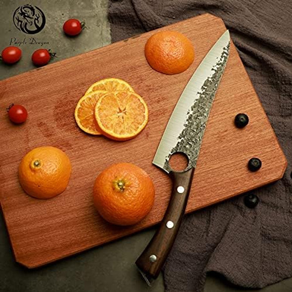 Purple Dragon Knife Set Meat Butcher Full Tang Chef Knives Hand Forged Kitchen Knife 8 Inch Boning Knife For Slicing Fish Cutting Meat Bbq