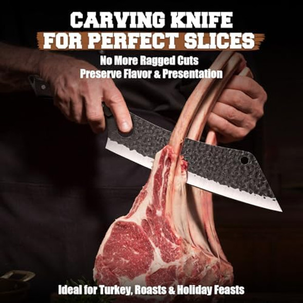 Purplebird Japanese Brisket Slicing Knife 11In - Butcher Knife For Meat Cutting Chopping Heavy Duty Meat Knives Full Tang Sharp Bbq Knives For Turkey Grilling Smoker Fathers Day Box