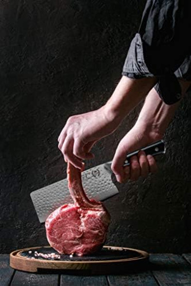Regalia Chinese Meat Cleaver Butcher Knife 7 Inch: Heavy Duty Professional Japanese Aus-10 67-Layer Damascus Steel Ultra Sharp Blade Vegetable Chopper W/G-10 Ergonomic Handle Knives