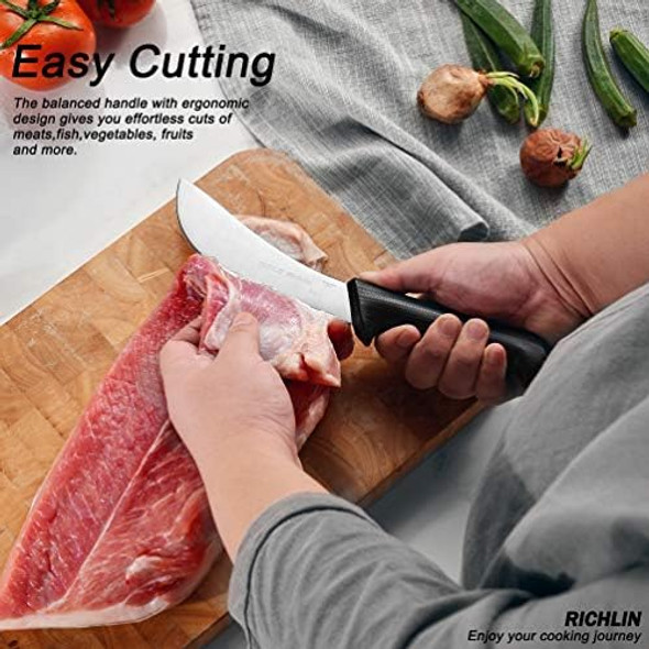 Richlin Skinning Knife6-Inch Chef Knife Skinning Butcher Knifeultra Sharp Kitchen Knife Made Of High Carbon Stainless Steel(Black)