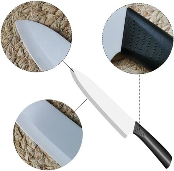 Ceramic Knife Set - 3 Pcs Chef Knife - 6 7 8 Inch Black