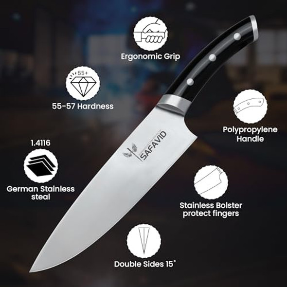 Precision 13-Inch German Chef Knife 8-Inch Blade 5-Inch Ergonomic Handle – High-Carbon Stainless Steel Razor-Sharp Edge For Professional & Home Cooking