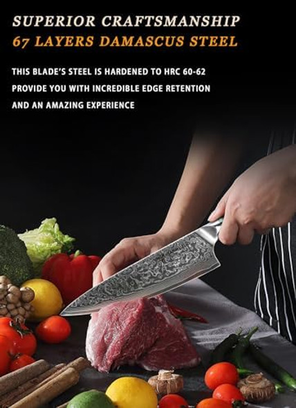 Chef Knife Uitliry Knife - Xuan Series - Vg10 Damascus Steel Kitchen Knife - Resin Handle(Fantasy Orange)