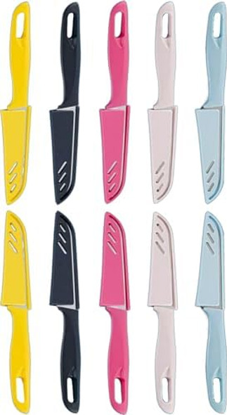 20-Piece Super Value Paring Knife Set - 10 Ultra-Sharp German Steel Fruit & Vegetable Knives With 10 Sheaths Pp Plastic Ergonomic Handle Dishwasher Safe Multi-Color Small Kitchen Peeling Knives. 20-Piece Super Value Paring Knife Set - 10 Ultra-Sharp German Steel Fruit & Vegetable Knives With 10 Sheaths Pp Plastic Ergonomic Handle Dishwasher Safe Multi-Color Small Kitchen Peeling Knives.
