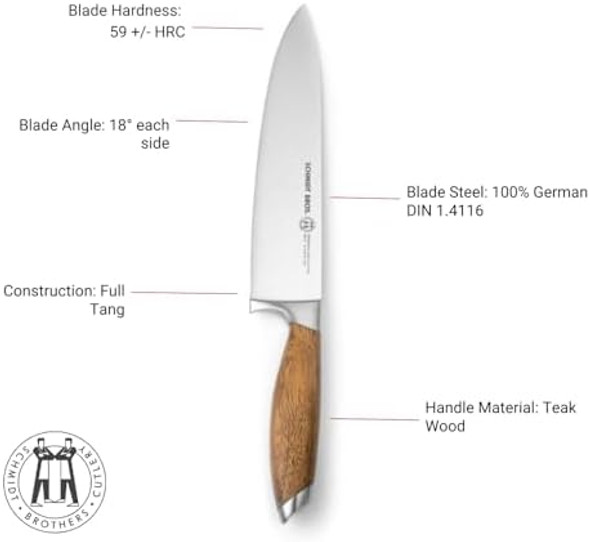 Schmidt Brothers - Bonded Teak 7-Piece Knife Set High-Carbon Stainless Steel Cutlery With Midtown Acacia And Acrylic Magnetic Knife Block