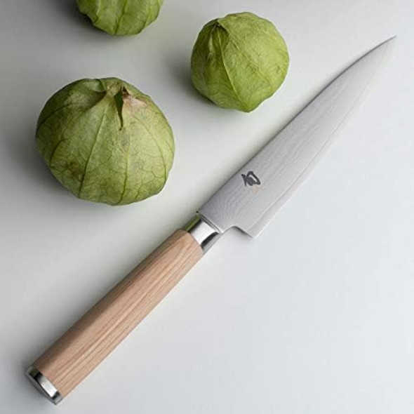 Shun Classic Blonde 6" Utility Knife Handcrafted Japanese Kitchen Knife Vg-Max Core With Damascus Stainless Steel Cladding Pakkawood Handle Precision And Sharpness For Professional And Home Chefs