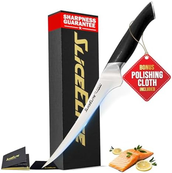 Sliceelite Se Series 7-Inch Fillet Knife For Meat & Fish – Razor-Sharp Vg10 Steel Blade Precision Trimming & Boning Knife For Meat Cutting Professional Fillet Knofe With Pakkawood Handle Sliceelite Se Series 7-Inch Fillet Knife For Meat & Fish – Razor-Sharp Vg10 Steel Blade Precision Trimming & Boning Knife For Meat Cutting Professional Fillet Knofe With Pakkawood Handle