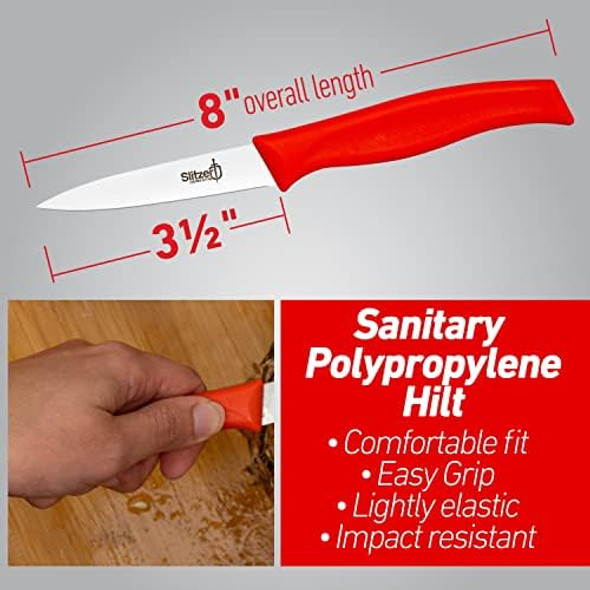 Paring Knife German Stainless Steel Blade 8 Inches 3/12 Inch Blade Red