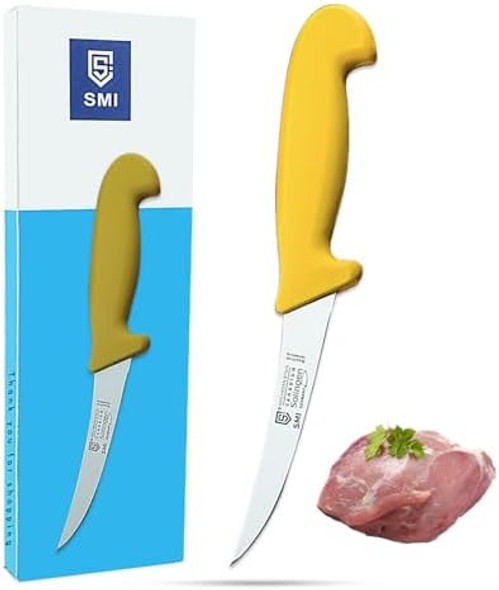 Smi Solingen Germany Boning Knife - Curved 5 Inch Semi-Stiff Sharp Blade Fillet Knife For Meat Processing And Deboning Smi Solingen Germany Boning Knife - Curved 5 Inch Semi-Stiff Sharp Blade Fillet Knife For Meat Processing And Deboning