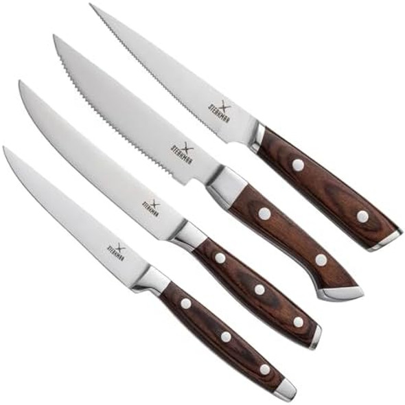 Kitchen Knife Set For Parents' Day - 4 Piece Kitchen Chef Knife Set - Unique Present In Wooden Box - Stainless Steel Ultra Sharp Knives Set – Wooden Handles Knives